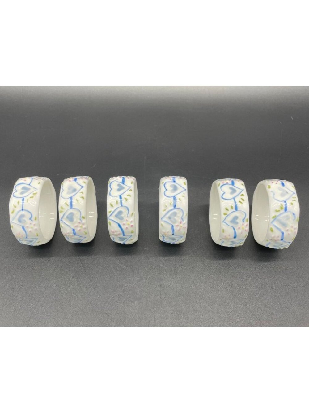 Vintage Napkin Rings Set Of 6 Hearts 1986 Cottagecore Farmhouse Pia Bone China